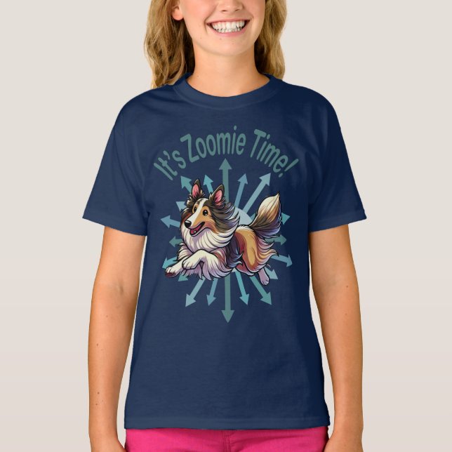 It’s Zoomie Time Collie T-Shirt (Front)
