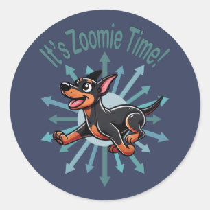 It’s Zoomie Time Doberman Pincher Classic Round Sticker