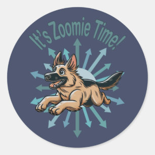 It’s Zoomie Time German Shepherd Classic Round Sticker