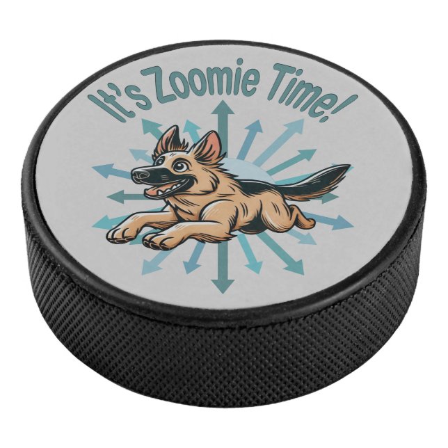 It’s Zoomie Time German Shepherd Hockey Puck (3/4)