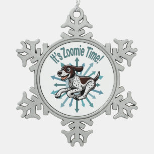 It’s Zoomie Time German Shorthaired Pointer Snowflake Pewter Christmas Ornament
