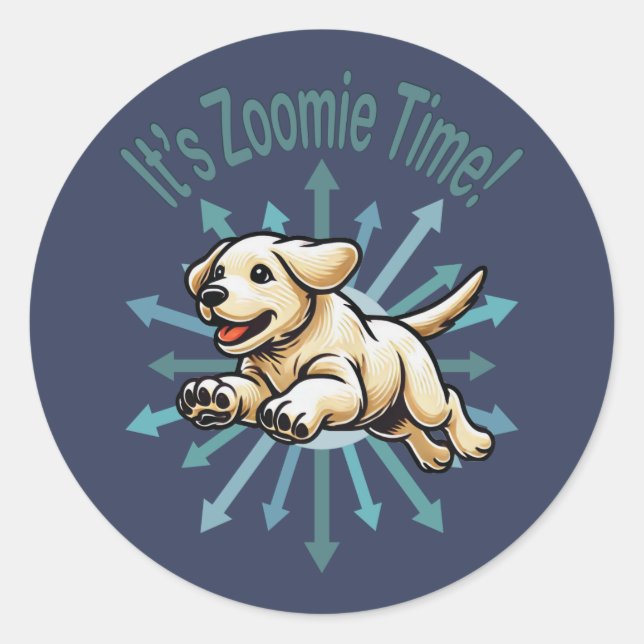 It’s Zoomie Time Golden Lab Classic Round Sticker (Front)