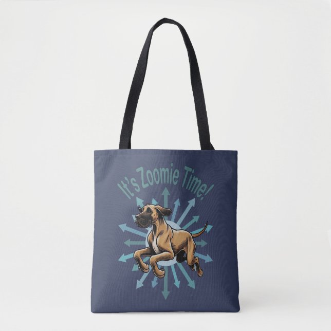 It’s Zoomie Time Great Dane Tote Bag (Front)