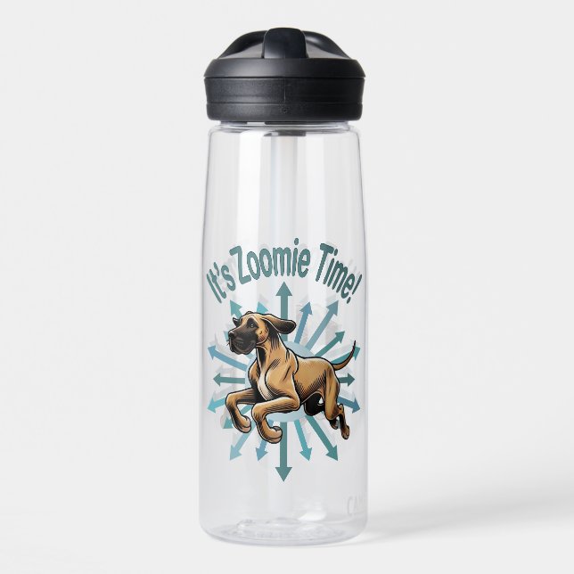 It’s Zoomie Time Great Dane Water Bottle (Front)