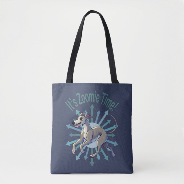 It’s Zoomie Time Greyhound Tote Bag (Front)