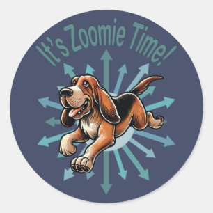 It’s Zoomie Time Hound Dog Classic Round Sticker