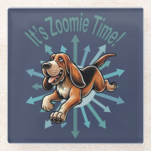 It’s Zoomie Time Hound Dog Glass Coaster