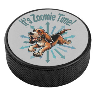 It’s Zoomie Time Hound Dog Hockey Puck