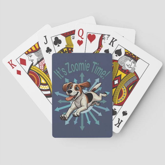 It’s Zoomie Time Medium Beagle Mutt Playing Cards (Back)