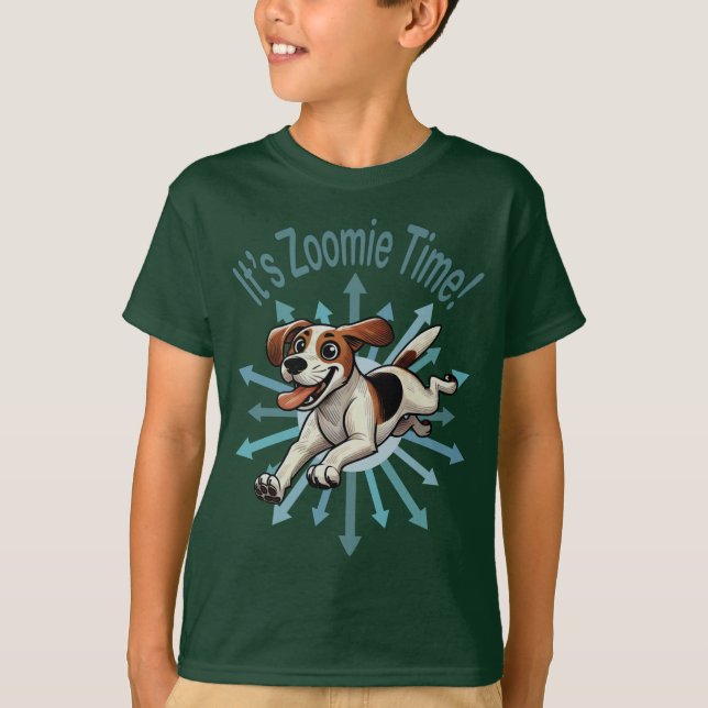 It’s Zoomie Time Medium Beagle Mutt T-Shirt (Front)