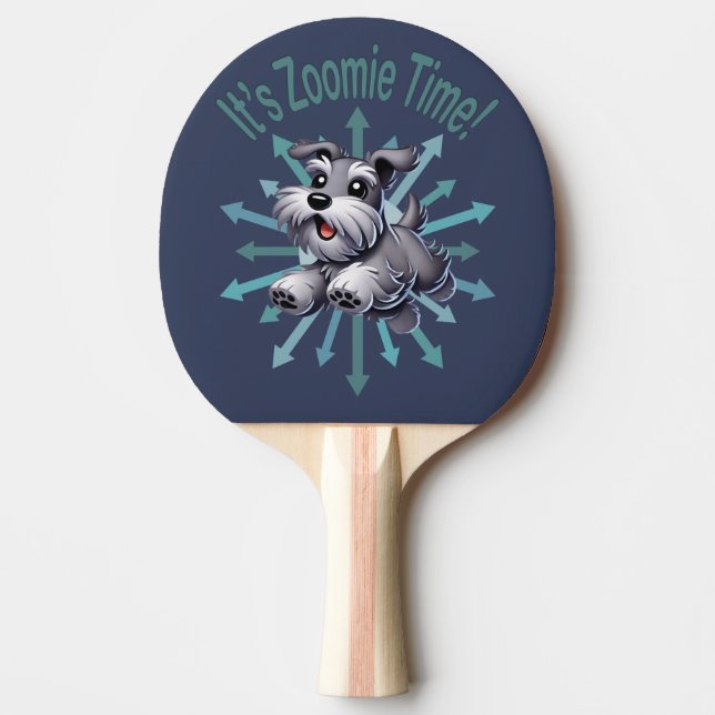It’s Zoomie Time Miniature Schnauzer Ping Pong Paddle (Front)