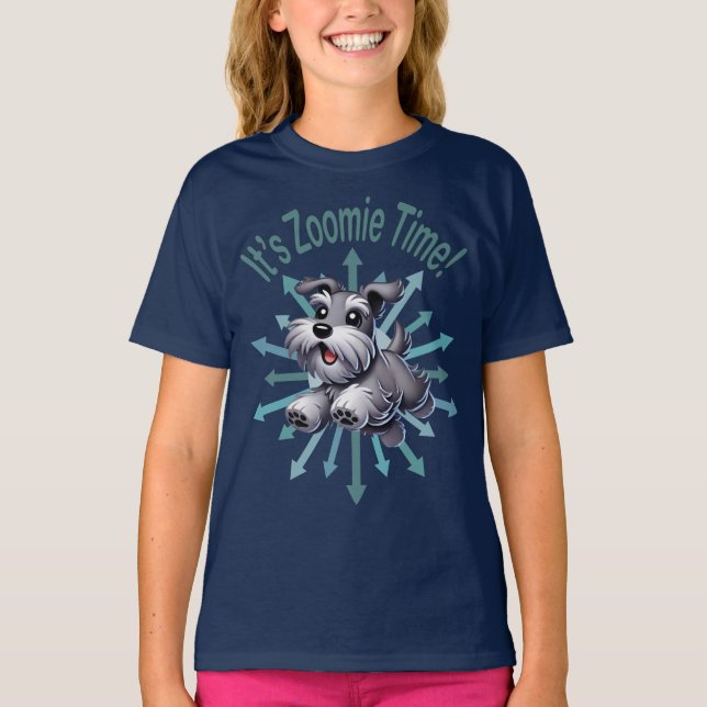 It’s Zoomie Time Miniature Schnauzer T-Shirt (Front)