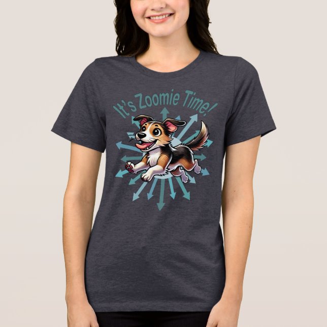 It’s Zoomie Time Mutt Tri-Blend Shirt (Front)