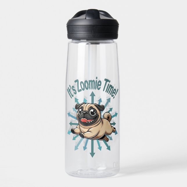 It’s Zoomie Time Pug Water Bottle (Front)