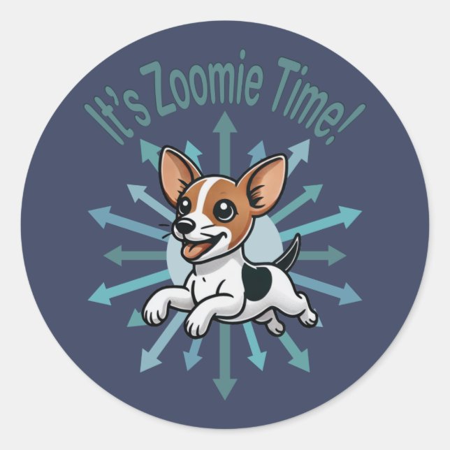 It’s Zoomie Time Rat Terrier Classic Round Sticker (Front)