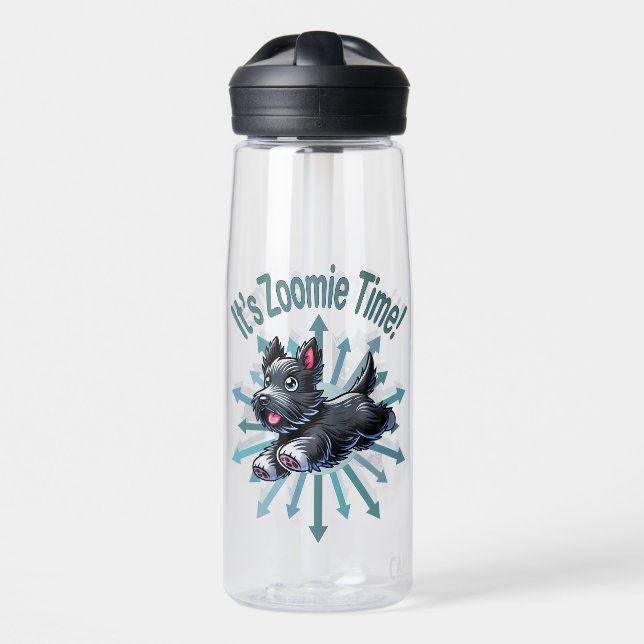 It’s Zoomie Time Scottish Terrier Water Bottle (Front)