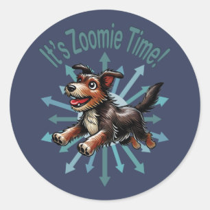 It’s Zoomie Time Terrier Mutt Classic Round Sticker