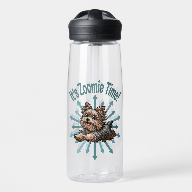 It’s Zoomie Time Yorkshire Terrier Water Bottle (Front)