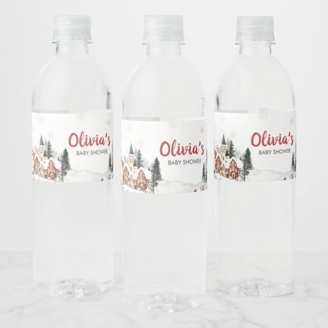 It Take a Village Winter Baby Shower Water Bottle Label (Bottles)