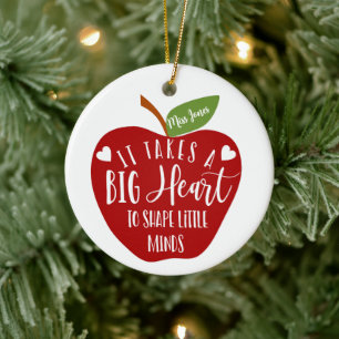 it takes a big heart teacher apple christmas gift ceramic tree decoration