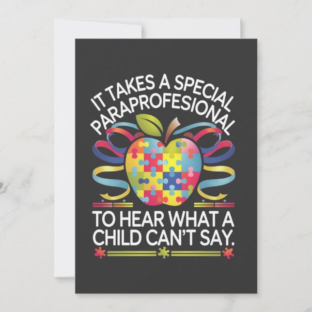 It Takes a Special Paraprofessional Autism  Thank You Card (Front)
