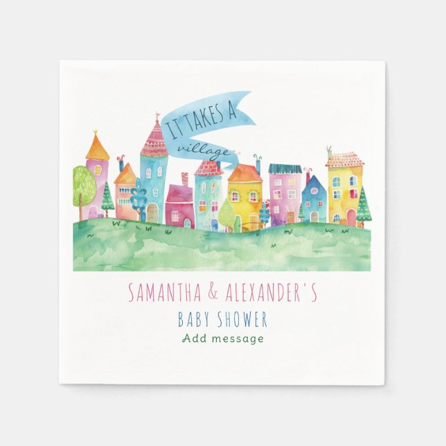 It Takes A Village Adoption Foster IVF Baby Shower Napkin (Front)