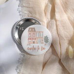 It Takes A Village Baby Shower Auntie To Be 6 Cm Round Badge<br><div class="desc">An “auntie to be” button to match our It Takes A Village Gender Neutral Baby Shower collection. This pin features a hand-drawn scene of a town, with a building, shop, tree, bike, and the text "auntie to be" written in cute calligraphy. Celebrate the whole family with this customizable button, perfect...</div>