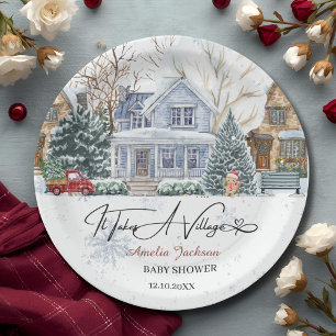 It takes a Village Baby Shower invitation Paper Plate