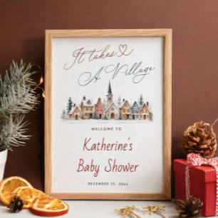 It Takes a Village Baby Shower Welcome Poster