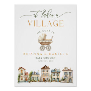 It Takes a Village Baby Shower Welcome Poster