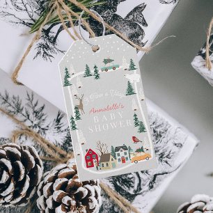 It Takes A Village Car Gray Baby Shower Gift Tags