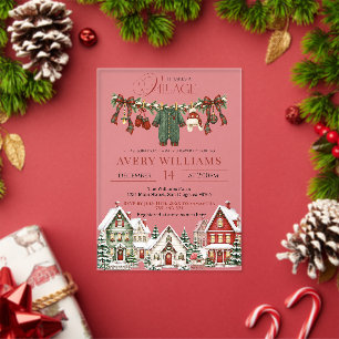It Takes a Village Christmas Baby Shower Acrylic Invitations