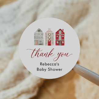 It Takes a Village Christmas Baby Shower Classic Round Sticker