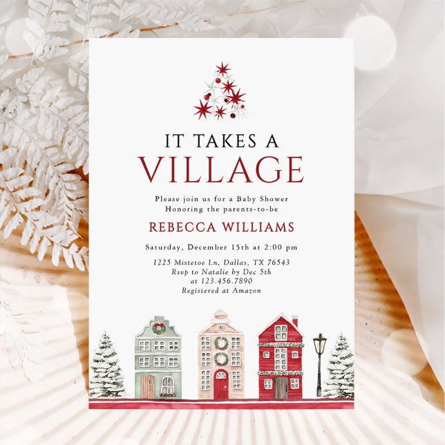 It Takes a Village Christmas Baby Shower Invitation (Creator Uploaded)