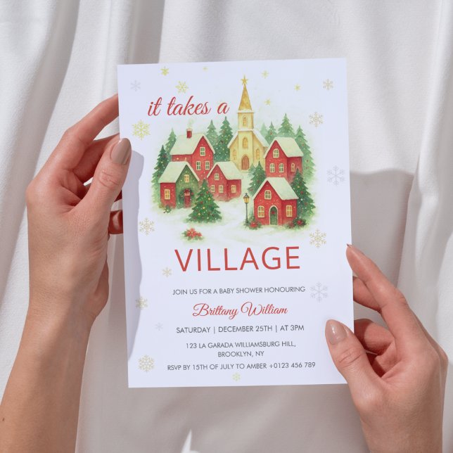 It Takes a Village Christmas Baby Shower  Invitation (Creator Uploaded)