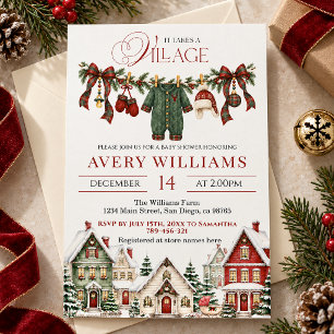 It Takes a Village Christmas Baby Shower Invitation