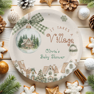 It Takes a Village Christmas Baby Shower  Paper Plate