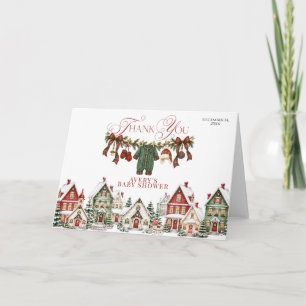 It Takes a Village Christmas Baby Shower Thank You Card