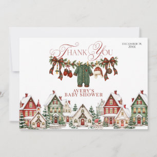 It Takes a Village Christmas Baby Shower Thank You Card