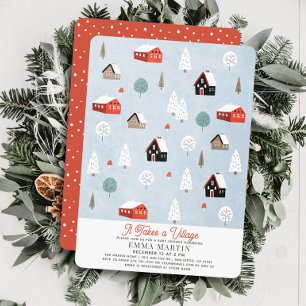 It Takes A Village Christmas Holiday Baby Shower Card