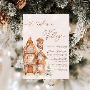 It Takes a Village Christmas Winter Baby Shower Invitation