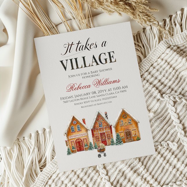 It Takes a Village Christmas Winter Baby Shower Invitation (Creator Uploaded)