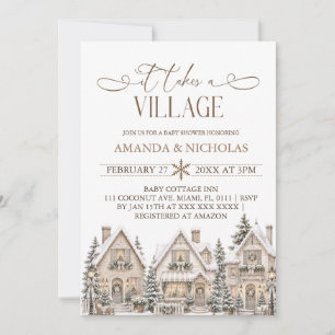 It Takes a Village Christmas Winter Baby Shower Invitation