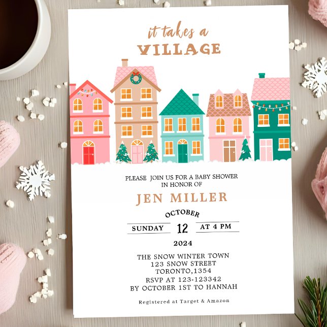 It takes a village gender neutral baby shower invitation (Creator Uploaded)