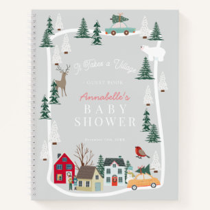 It Takes A Village Gray Baby Shower Guest Book