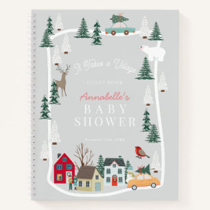 It Takes A Village Grey Baby Shower Guest Book