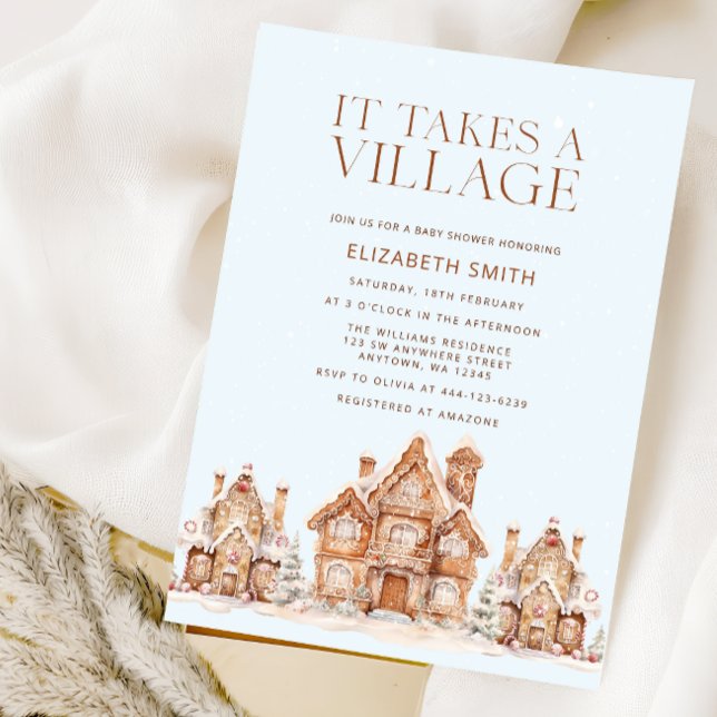It Takes a Village Holiday Town Baby Shower Invitation (Creator Uploaded)