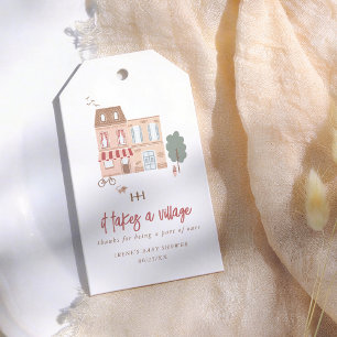 It Takes A Village Modern Baby Shower Thank You Gift Tags