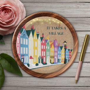 It takes a Village Modern Craft Baby Shower Paper Plate