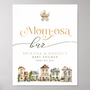 It Takes a Village Mom-osa Bar Baby Shower Sign